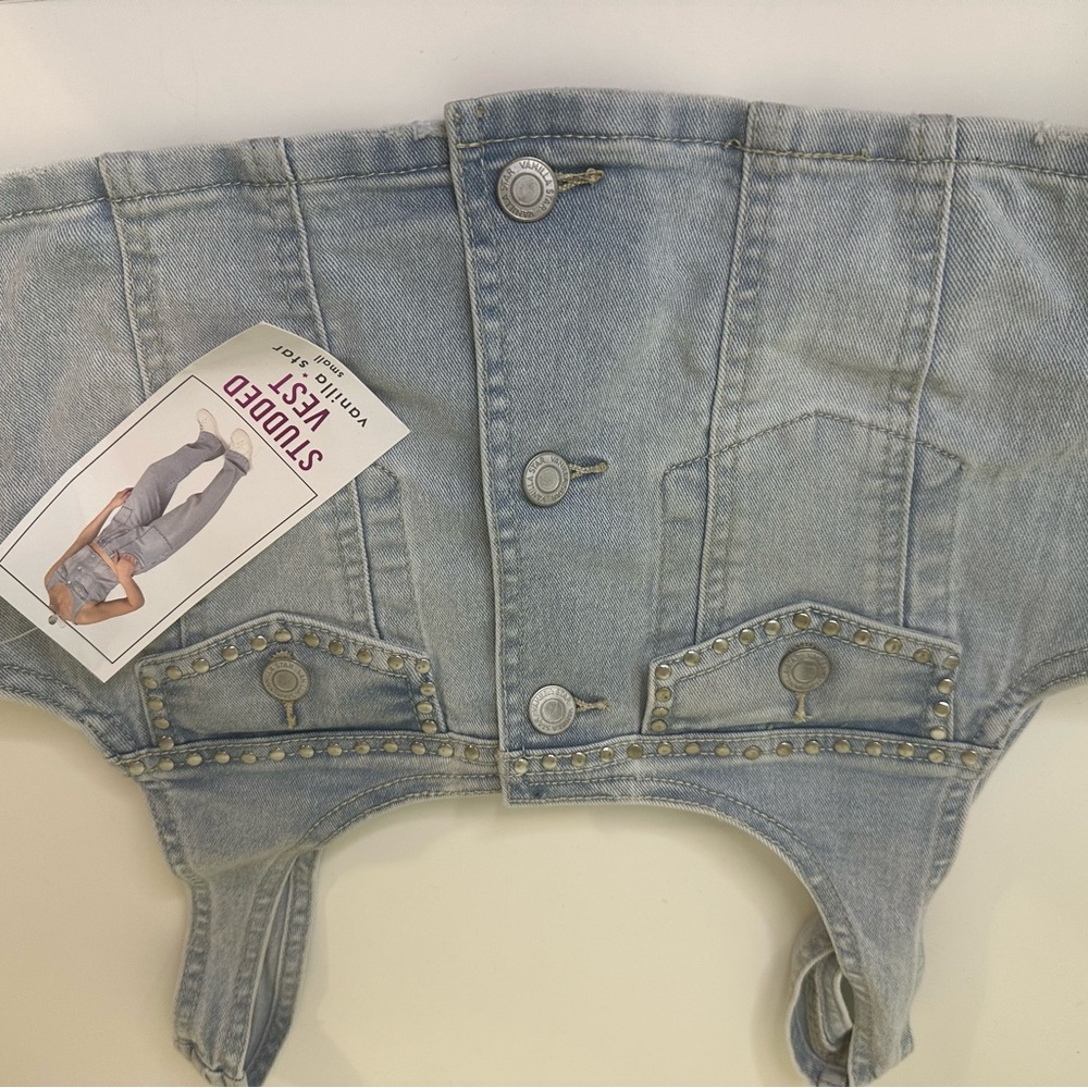 Light Blue Denim Studded Vest